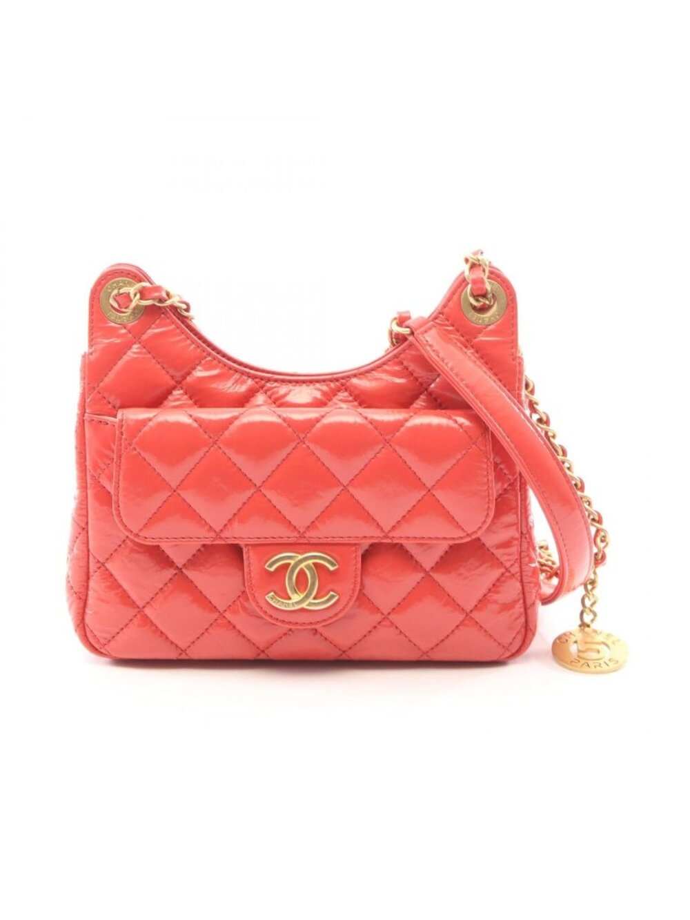 Chanel Shoulder Bag Quilted Small Hobo Coral Pink Leather - Picture 1 of 9